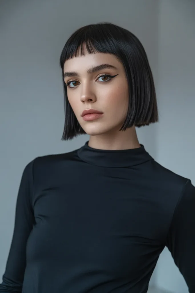 Bold Kitty Cut With a Sleek Jet Black Finish