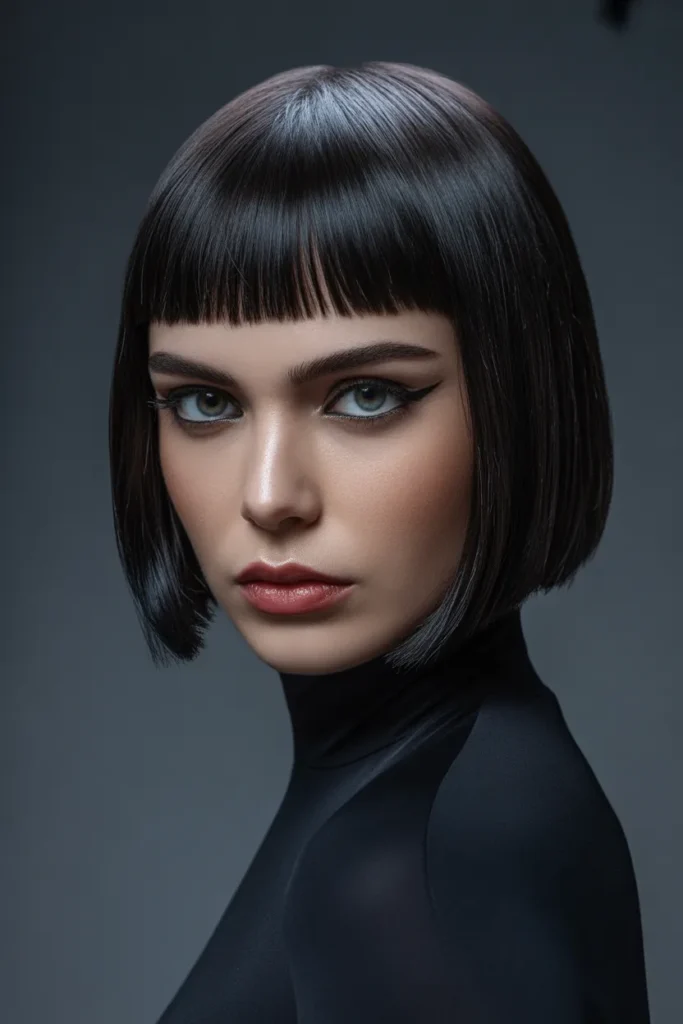 Bold Razor Cut Bob With Blunt Fringe