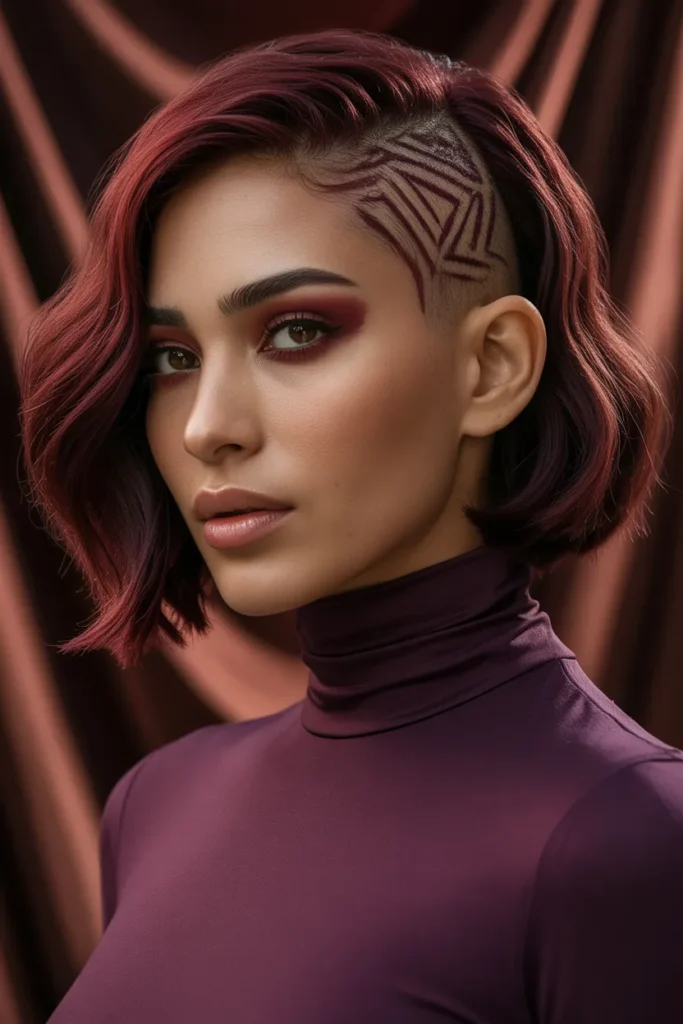 Bold Undercut Bob With Shaved Temple Design