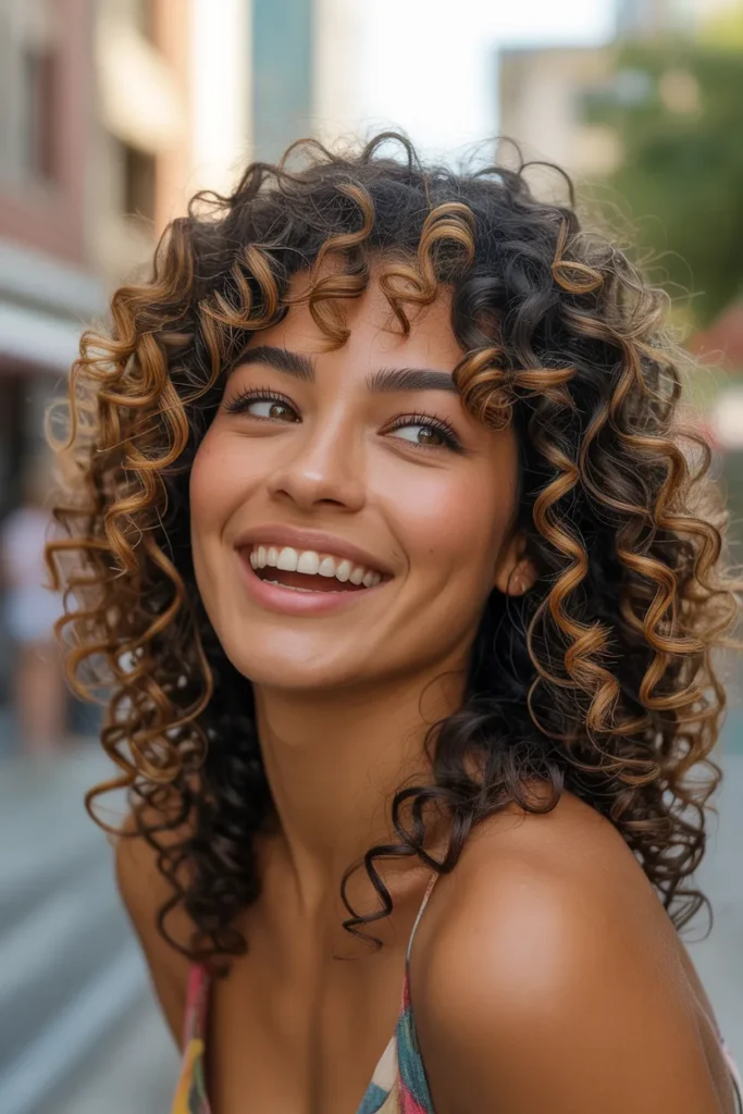 Caramel Highlights Brown Hair That Works On Curly Girls