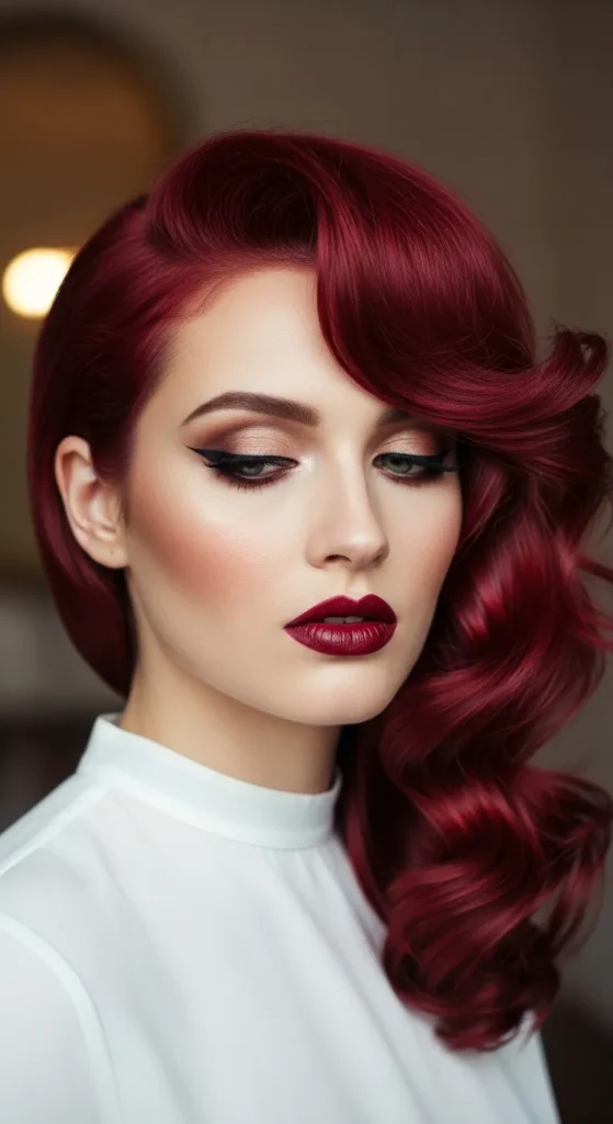 Cherry Red Blowout for That Old Hollywood Glamour Moment