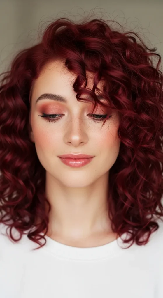 Cherry Red Heatless Curls for a Dreamy Romantic Finish