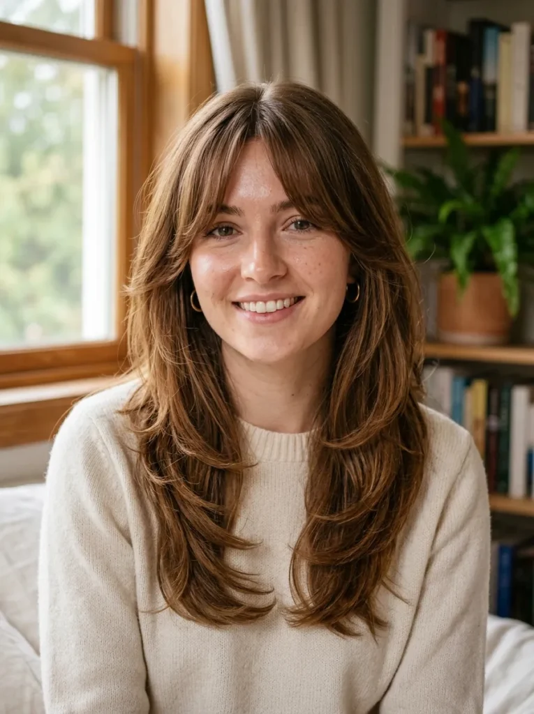 Chestnut Curtain Bangs