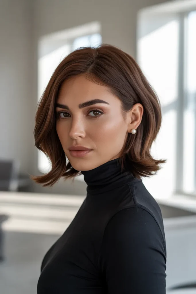 Chic Brunette Medium Shag Haircut With Face-Framing Layers