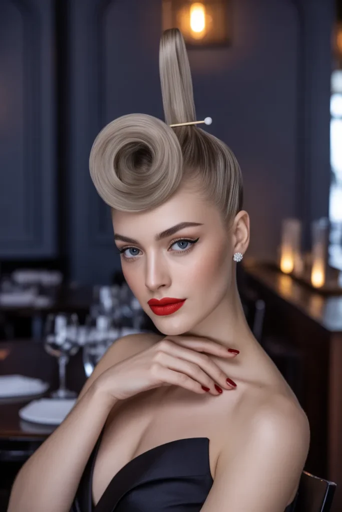 Chic French Twist With a Valentine's Red Lip