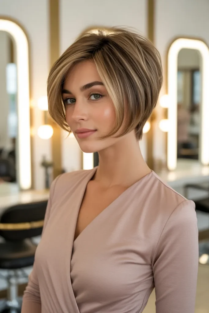 Chic Stacked Long Pixie Bob With Tapered Neckline
