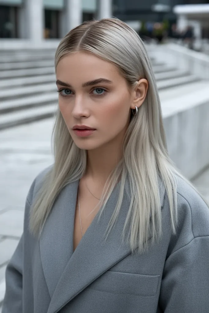 Cool Ash Blonde Straight Hair That Perfects the Old Money Aesthetic