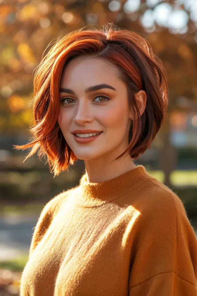 Copper Red Long Pixie Bob With Dimensional Highlights