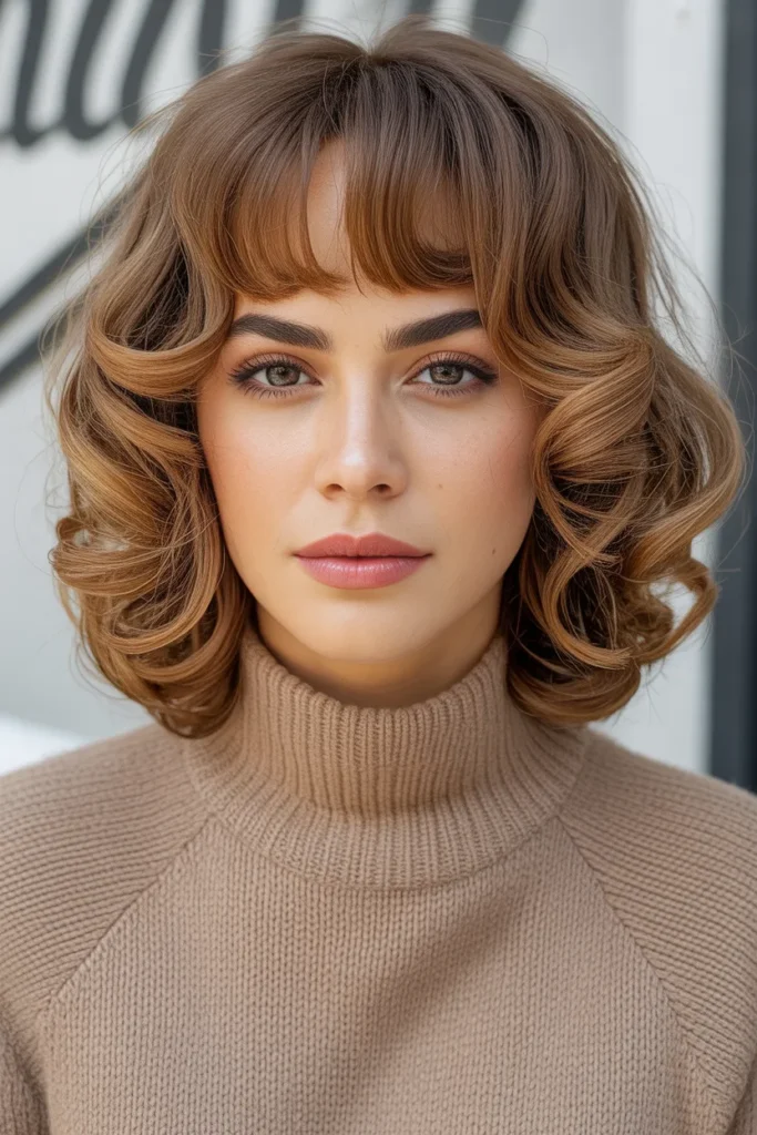 Curled Bangs Look