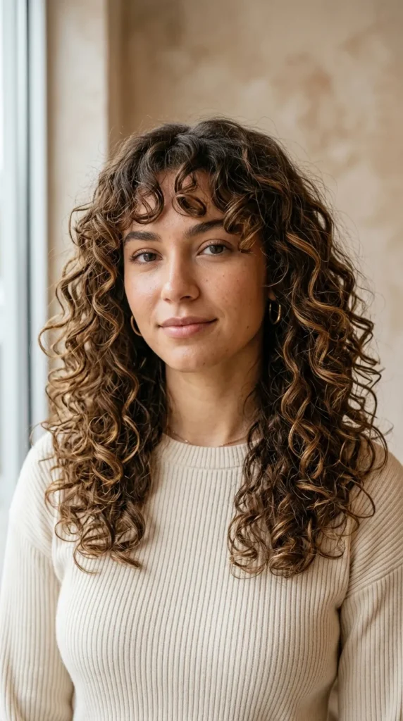 Curly Curtain Bangs