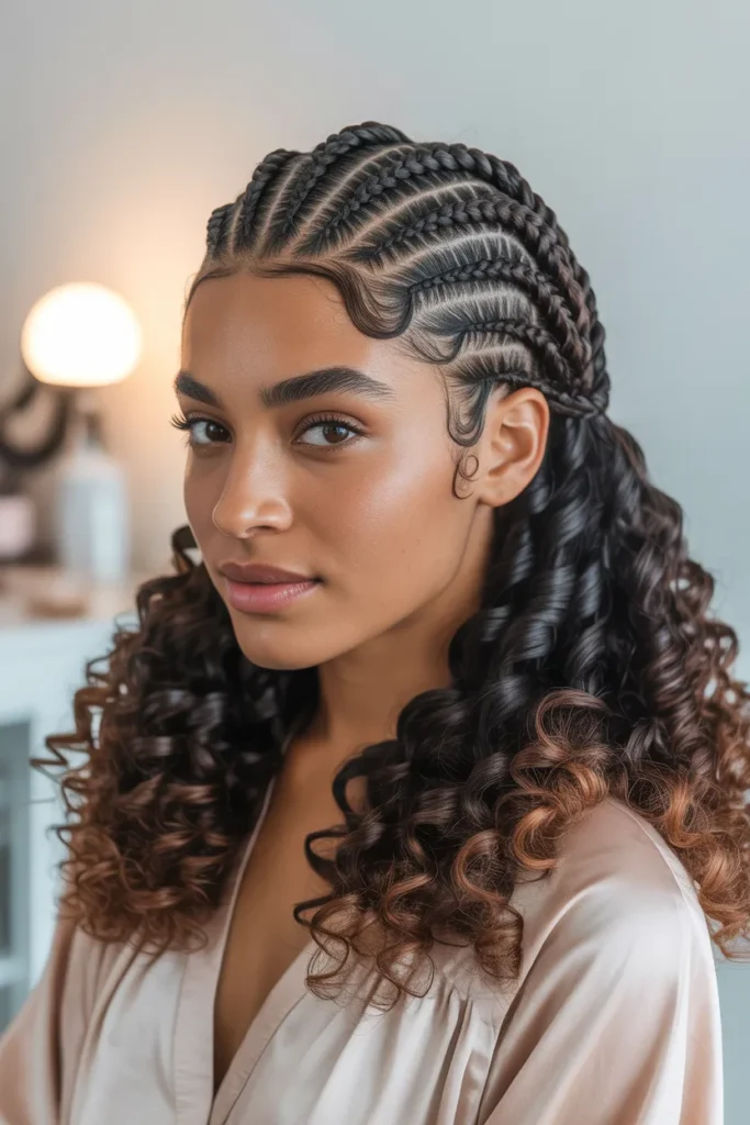 Curly-End Cornrows