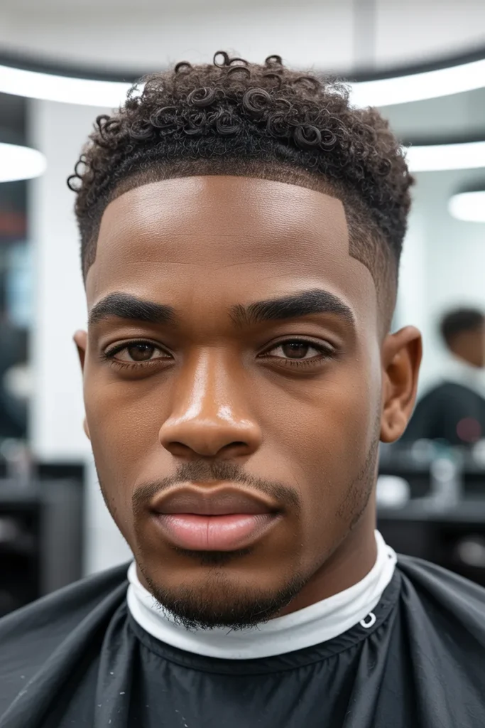 Curly Hair Men Taper Fade for a Clean Finish