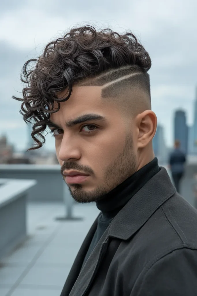 Curly Hair Men Undercut for a Bold Statement