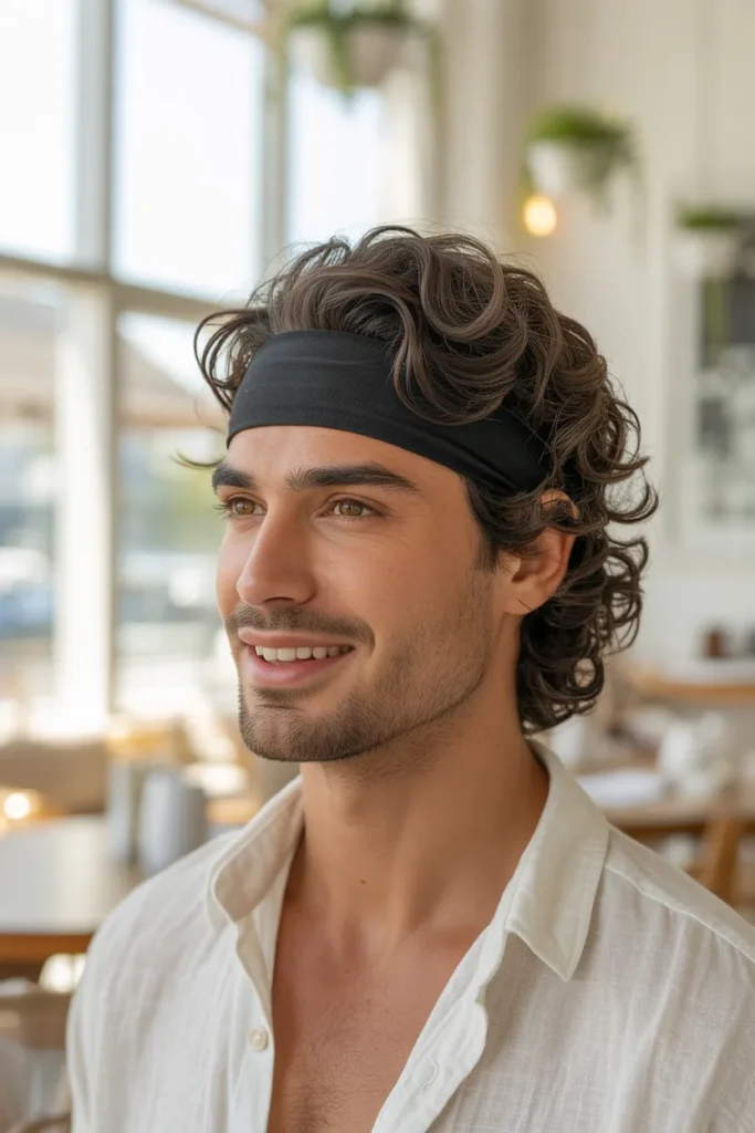 Curly Hair Men with Headband Styling Trick