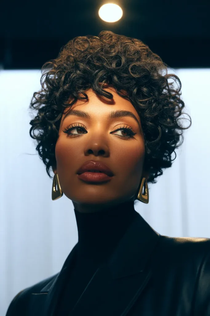 Curly Pixie Cut With Elongated Top for Extra Volume