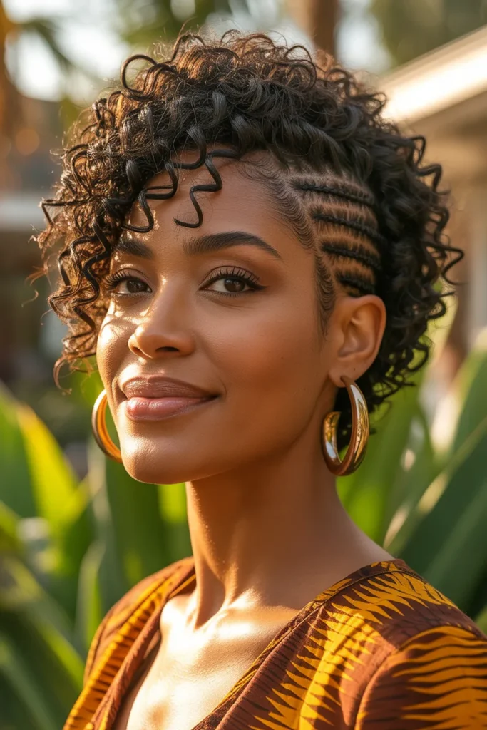 Curly Pixie Cut With Flat Twist Front Section