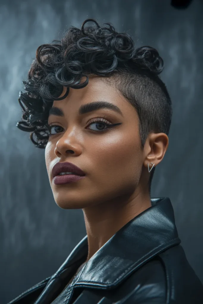 Curly Pixie Cut With Undercut for an Edgy Vibe