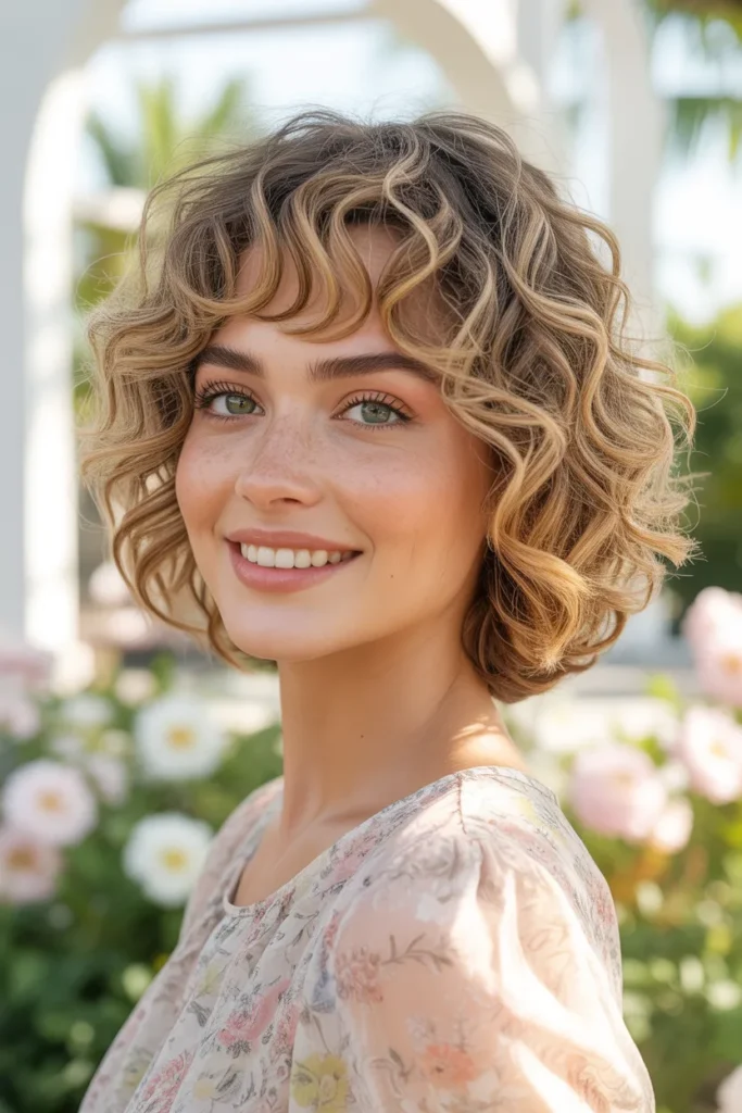 Curly Shag Bob for Heart-Shaped Faces