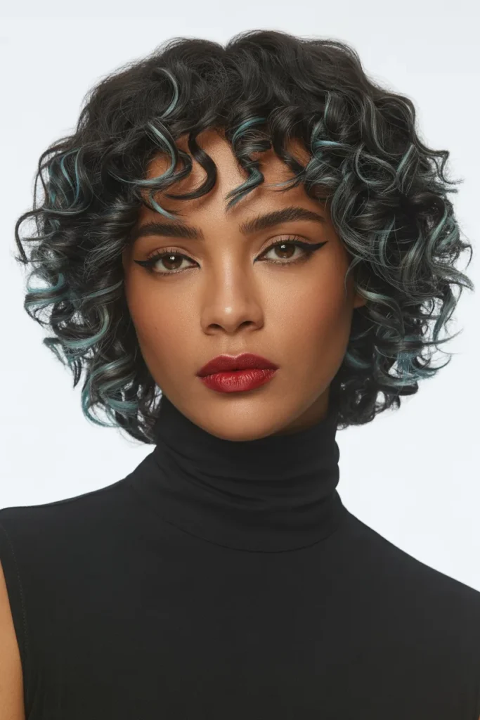 Curly Shag With Blunt Ends for Defined Shape