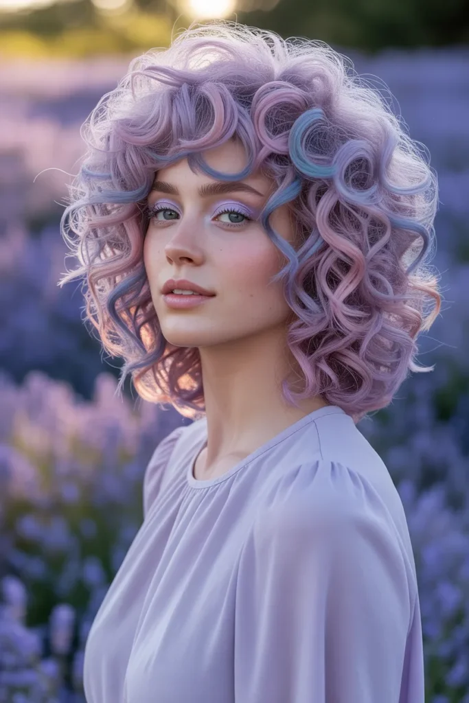Curly Shag With Pastel Color for Creative Looks