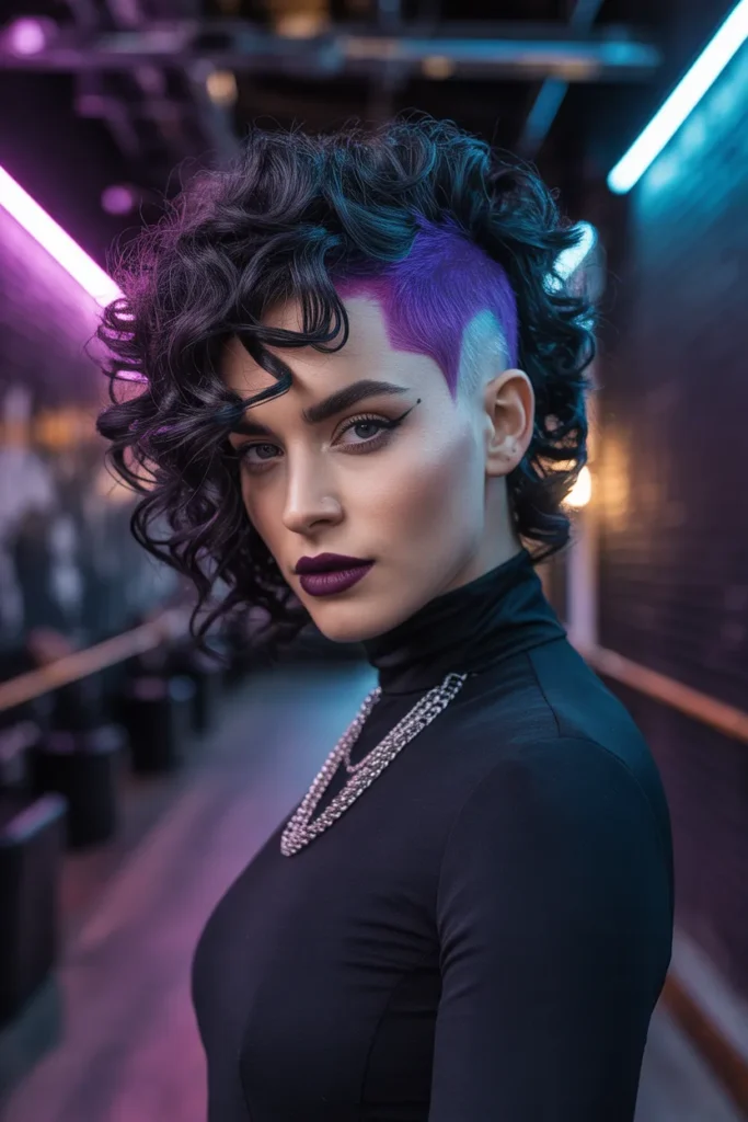 Curly Shag With Undercut for Edgy Volume