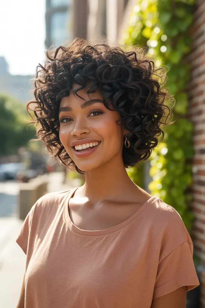 Curly Textured Long Pixie Bob for Natural Hair