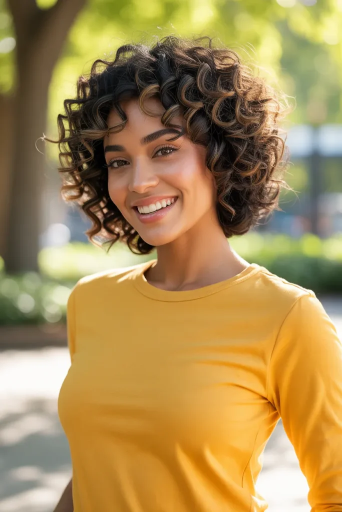 Curly Undercut Bob With Natural Coils