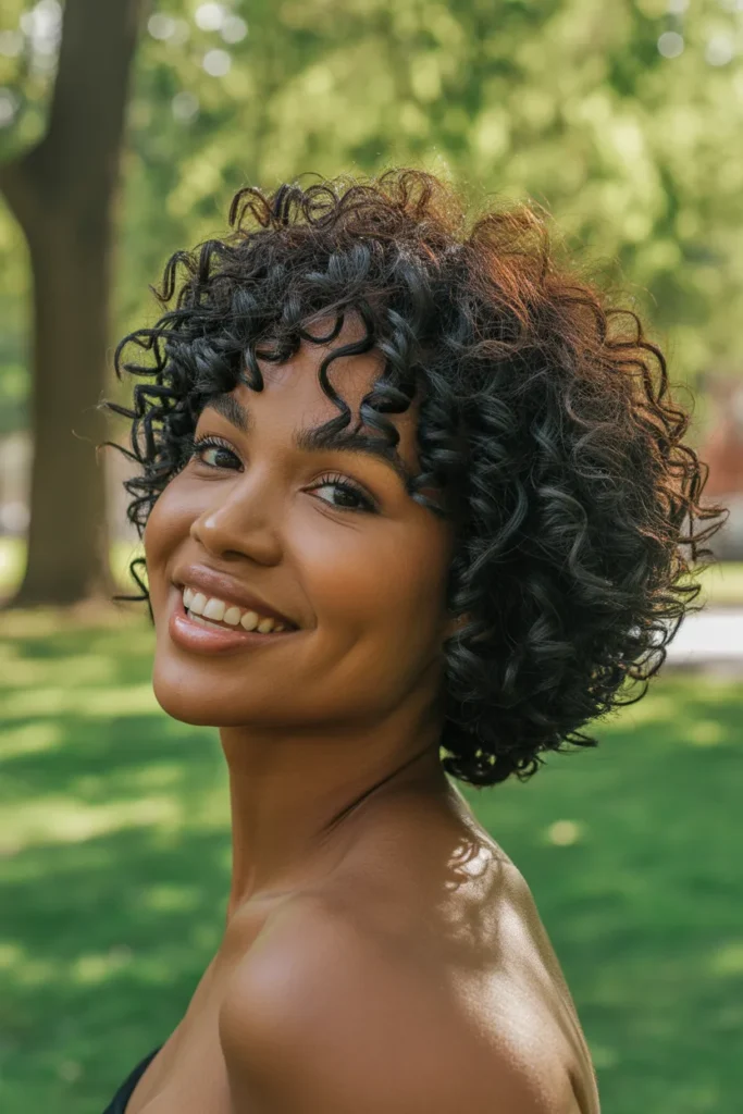 Curly Wolf Cut With Defined Coils and Natural Texture