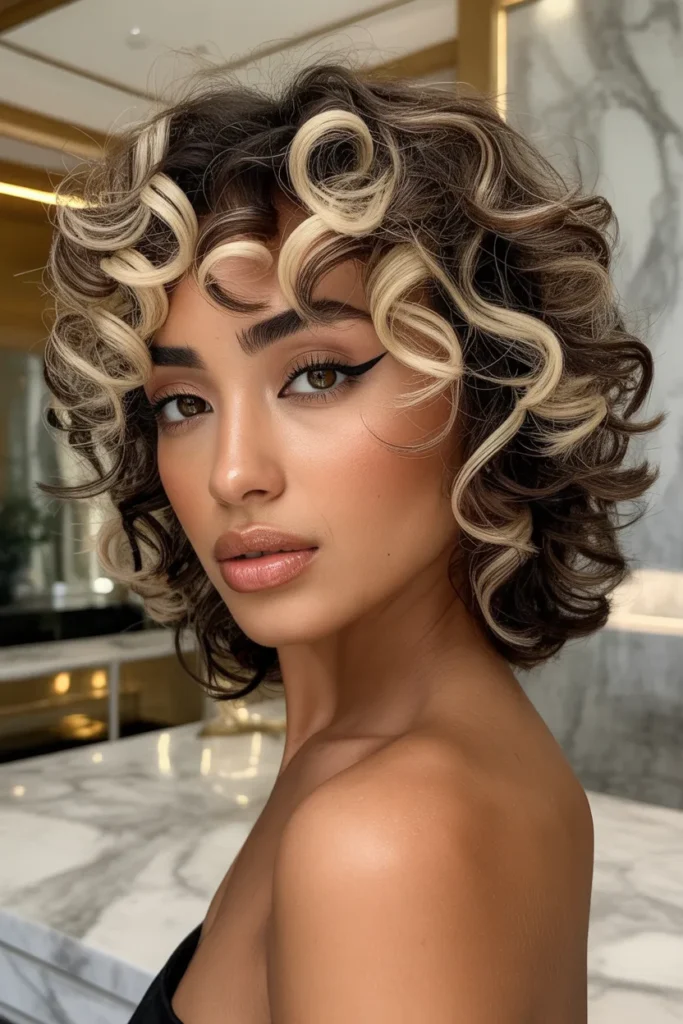 Curly Wolf Cut With Money Piece for Instant Glamour