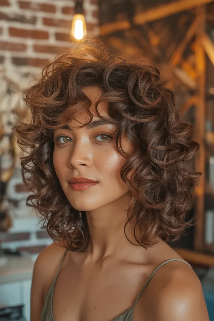 Curly Wolf Cut With Textured Layers for Extra Dimension