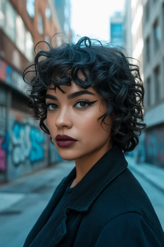 Curly Wolf Cut With Undercut for an Edgy Twist