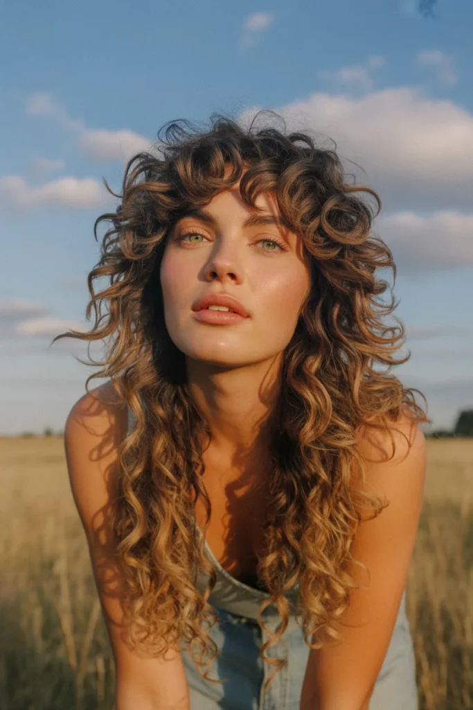 Curly Wolf Cut on Long Hair With Wispy Ends