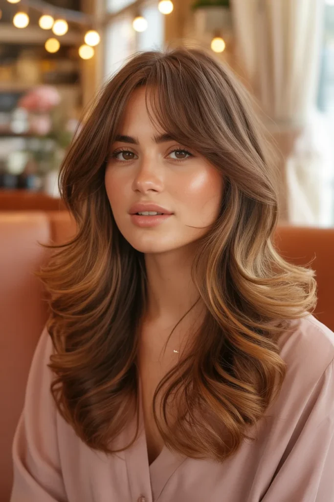 Curtain Bangs Long Shag for a Soft and Romantic Look