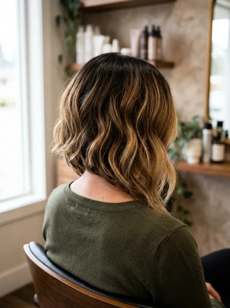 Dark Rooted Balayage Bob