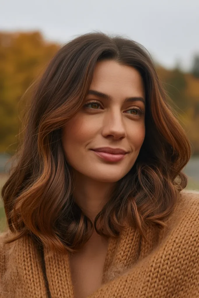 Deep Caramel Highlights Brown Hair Built For Fall