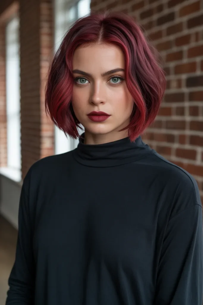Edgy Kitty Cut With Bold Red Color
