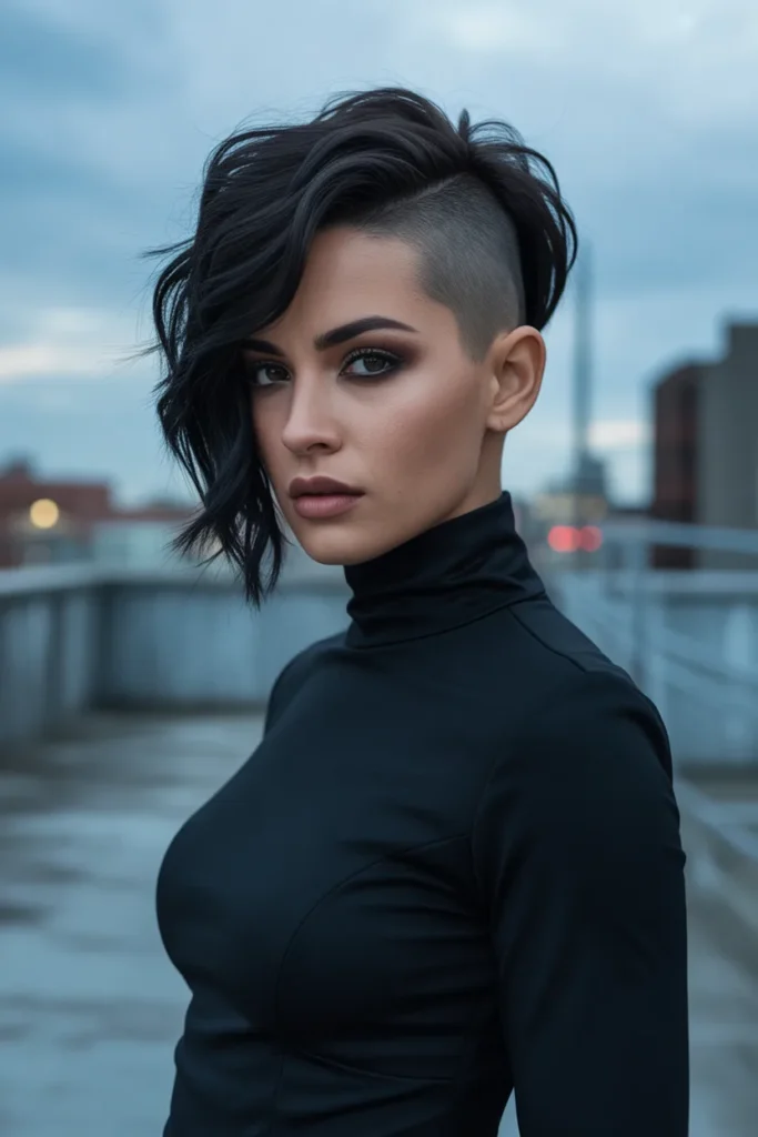 Edgy Undercut Long Pixie Bob With Shaved Sides