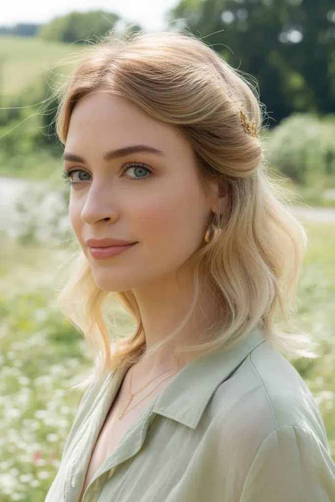 Effortless Half-Up Twist With Creamy Blonde Tones for Quiet Luxury