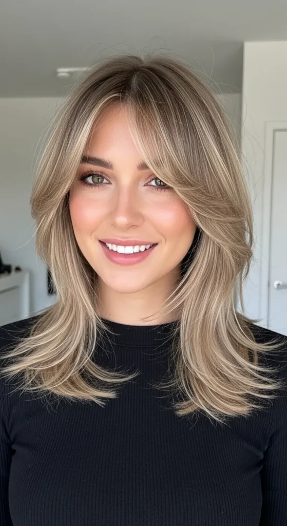 Feathered Layers Hairstyles Wispy Bangs for Heart Faces