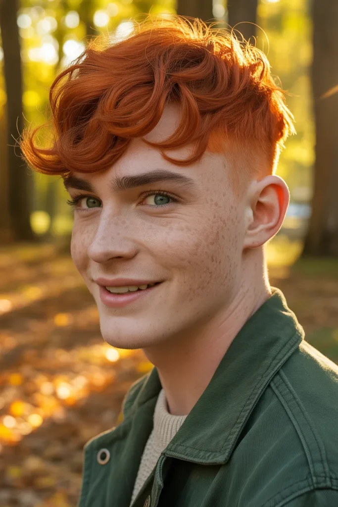 Ginger Subtle Mullet Men Bold Color Look