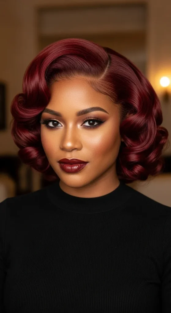 Glossy Cherry Red Press and Curl for Timeless Elegance