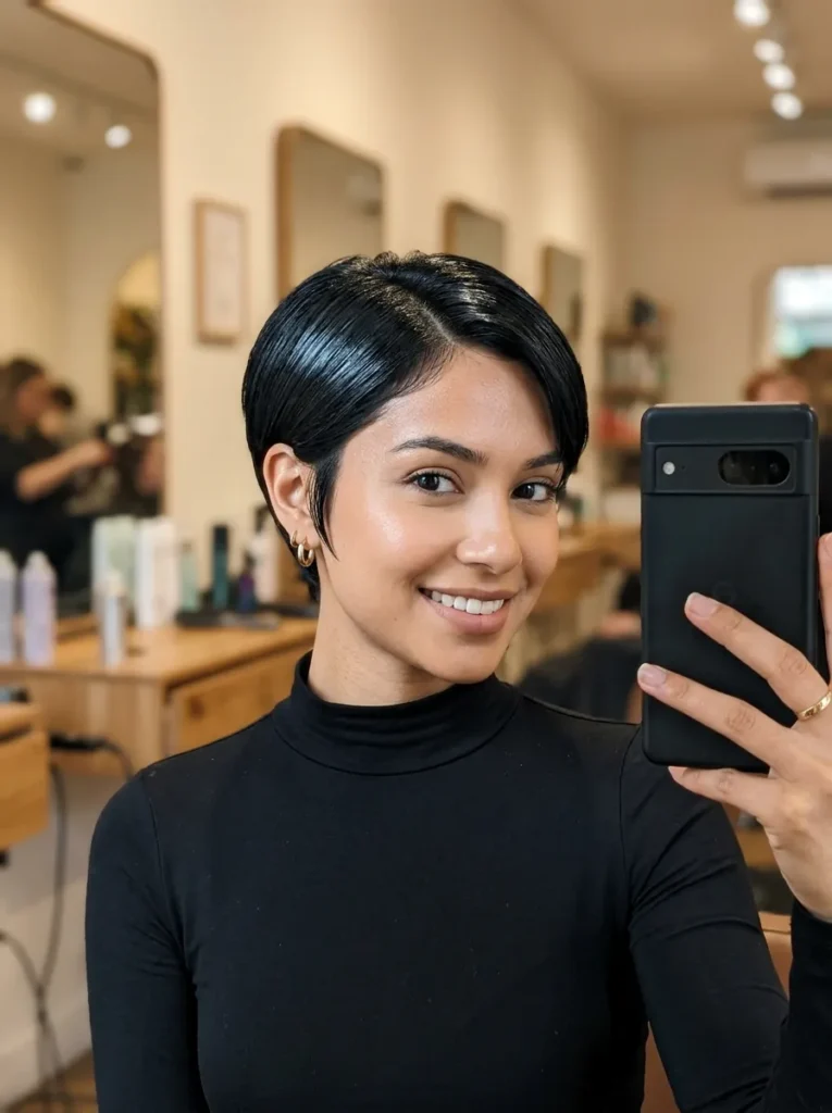 Glossy Jet Black Pixie