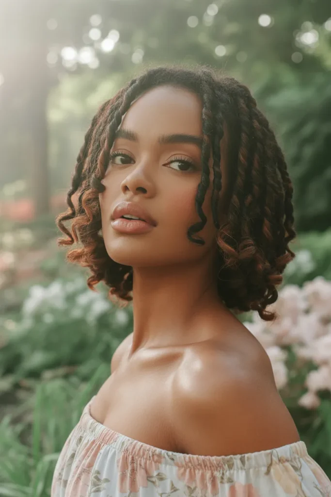 Goddess Loc Styles Short Hair With Bohemian Curly Ends