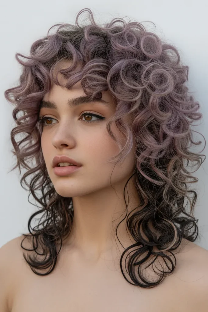 Grunge Hairstyle Featuring Voluminous Curls with Dark Roots