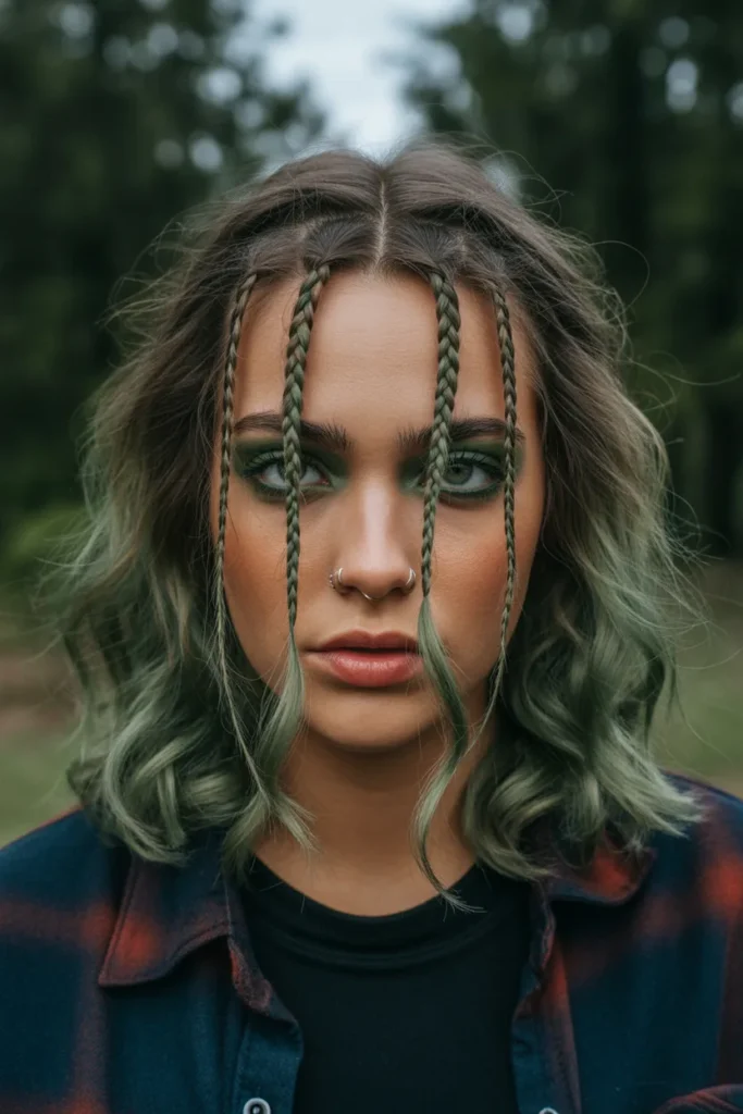 Grunge Hairstyle with Messy Braids and Undone Texture