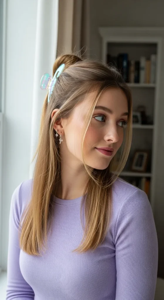 Half-Up Butterfly Clip Look For Thin Strands