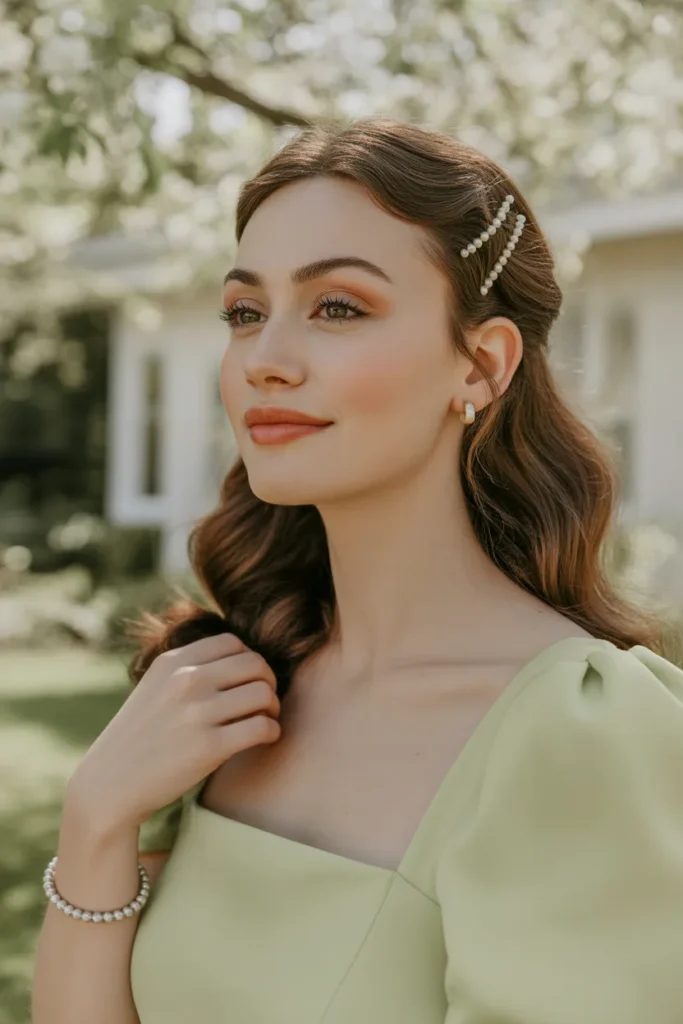 Half-Up Twist With Pearl Pins