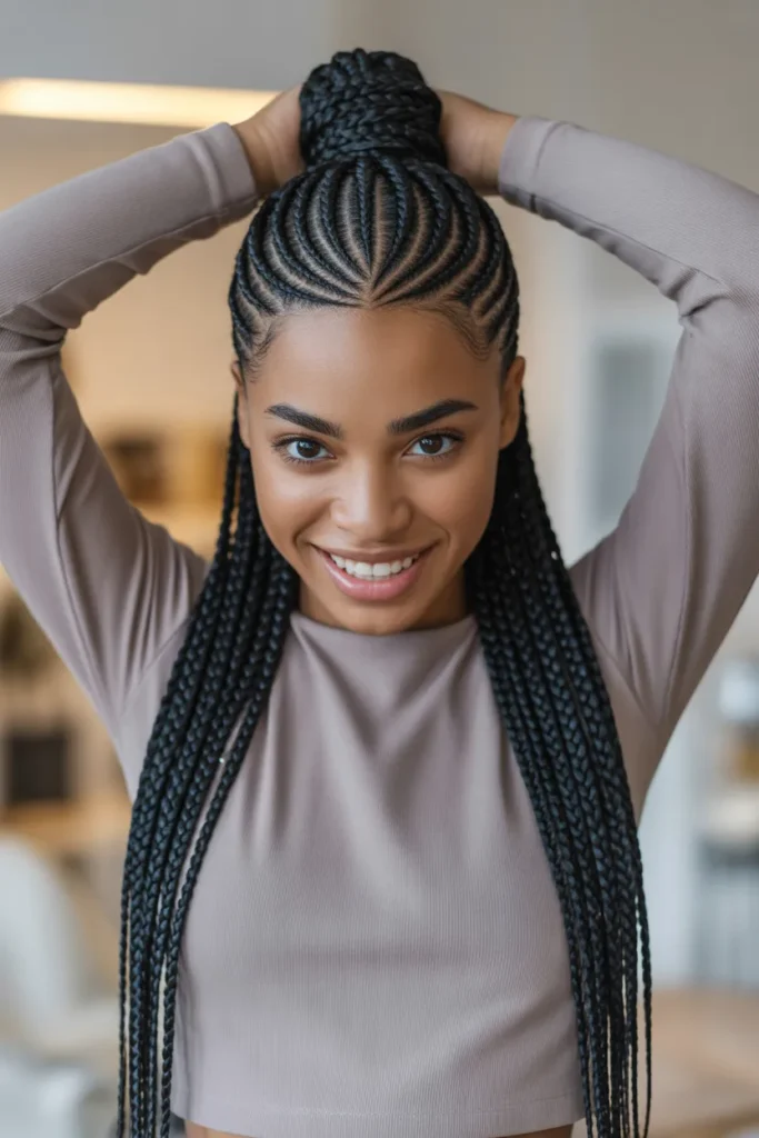 High Ponytail Cornrows