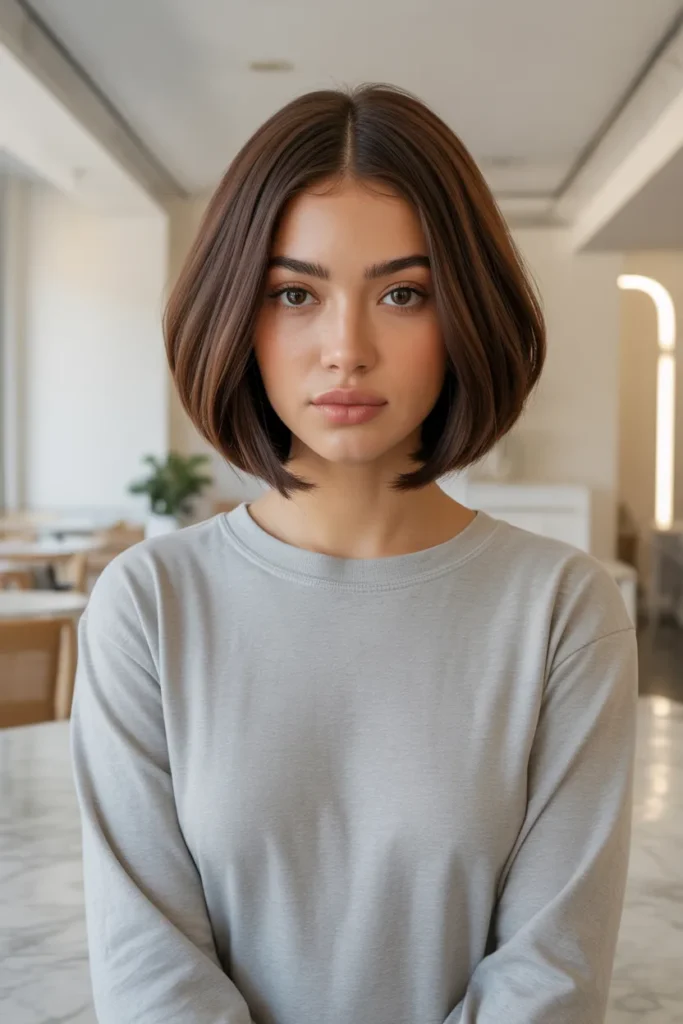 Kitty Cut With Blunt Ends and Middle Part