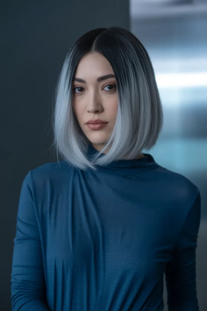 Kitty Cut With Dramatic Dark Ombre